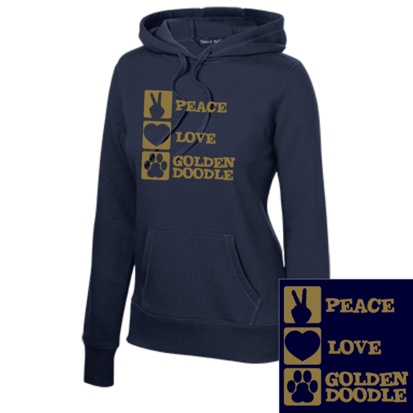 Peace Love Goldendoodle - Ladies Pullover Hooded Sweatshirt