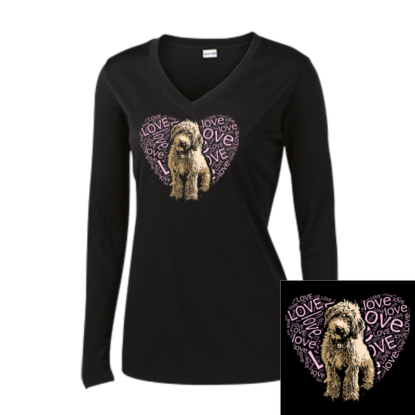 I LOVE Doodles - Ladies Long Sleeve V-Neck