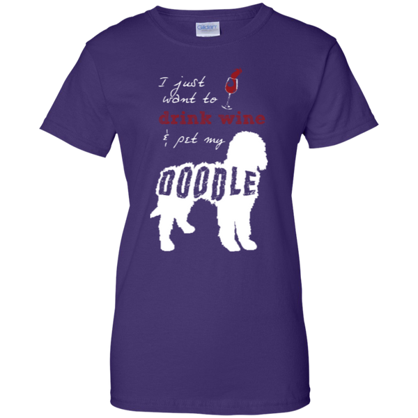 Drink Wine And Pet My Doodle - Gildan Ladies T-Shirt