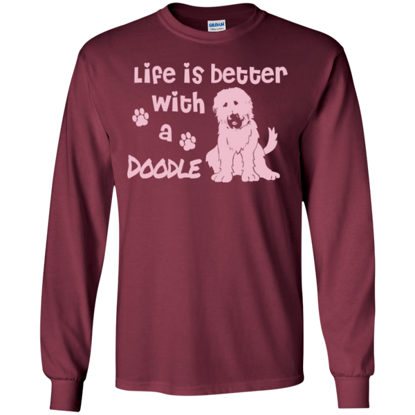 Life Is Better With A Doodle (Pink) - Gildan Long Sleeve T-Shirt