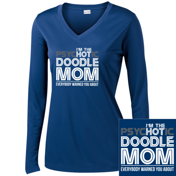 Hot Doodle Mom - Ladies Long Sleeve V-Neck