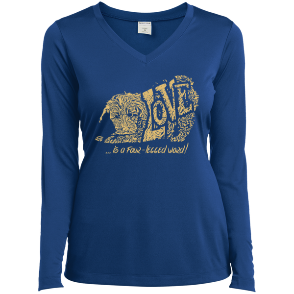 Love Is a Four Legged Word - Ladies Long Sleeve V-Neck