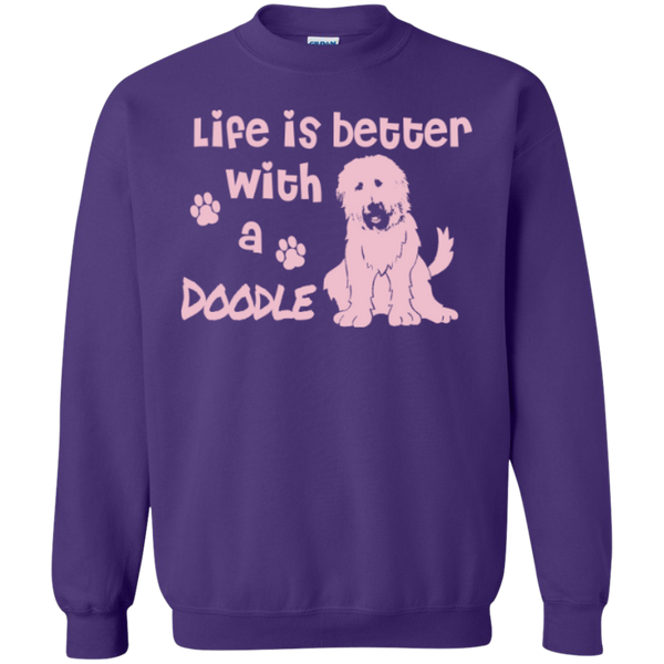 Life Is Better With A Doodle (Pink) - Gildan Crewneck Sweatshirt