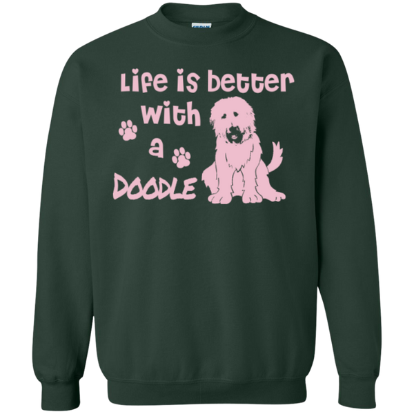Life Is Better With A Doodle (Pink) - Gildan Crewneck Sweatshirt