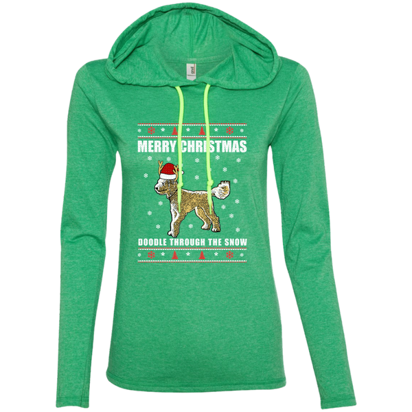 Doodle Through The Snow (Christmas Sweater) - Ladies' LS T-Shirt Hoodie