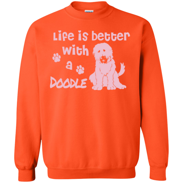 Life Is Better With A Doodle (Pink) - Gildan Crewneck Sweatshirt