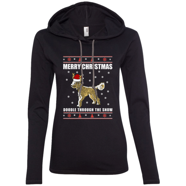 Doodle Through The Snow (Christmas Sweater) - Ladies' LS T-Shirt Hoodie