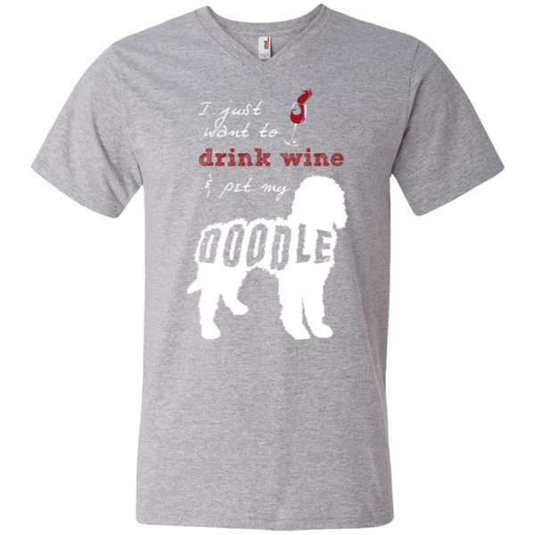 Drink Wine And Pet My Doodle - Men's V-Neck