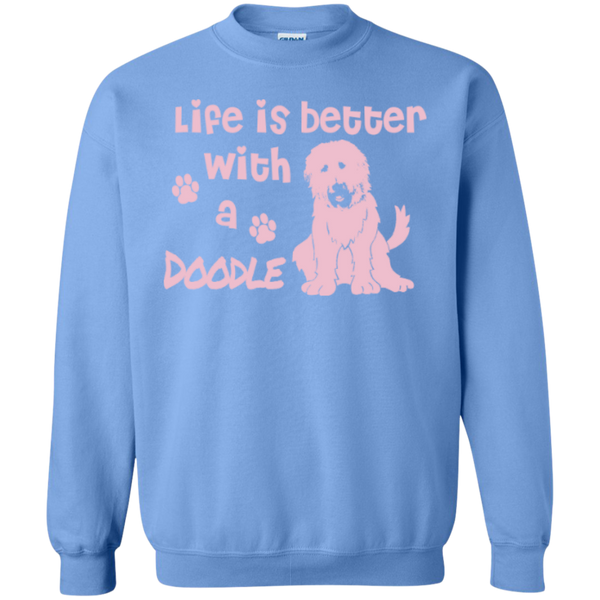 Life Is Better With A Doodle (Pink) - Gildan Crewneck Sweatshirt