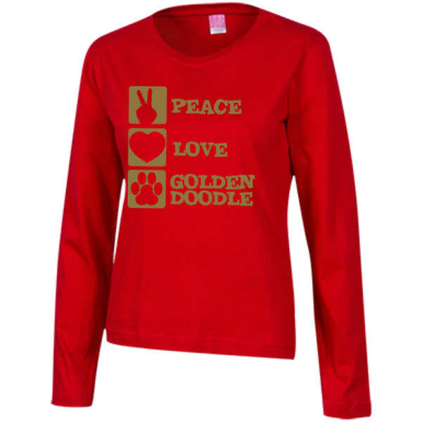 Peace Love Goldendoodle - Ladies Long Sleeve T-Shirt