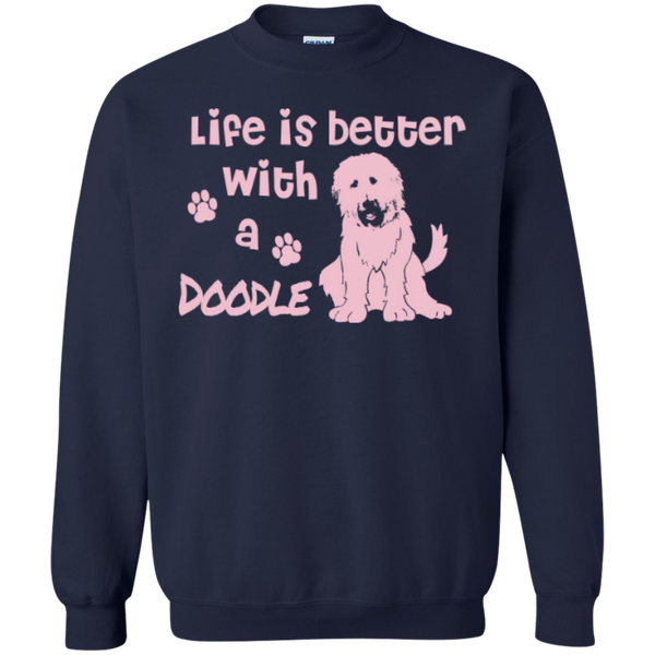 Life Is Better With A Doodle (Pink) - Gildan Crewneck Sweatshirt
