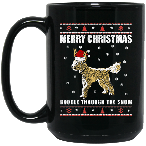 Doodle Through The Snow (Christmas Sweater) Mug (15 oz. Black)