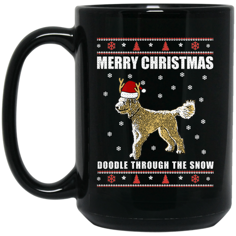 Doodle Through The Snow (Christmas Sweater) Mug (15 oz. Black)