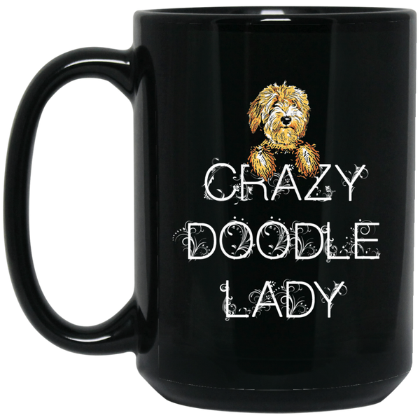 Crazy Doodle Lady Mug (15 oz. Black)