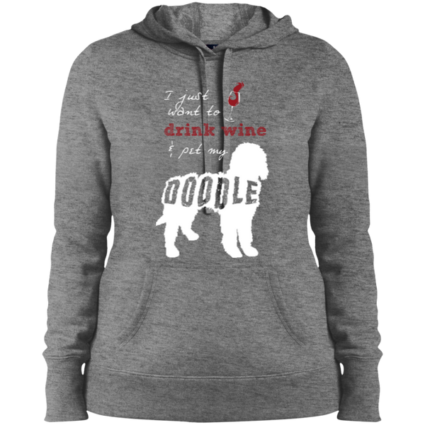 Drink Wine And Pet My Doodle - Ladies Hooded Sweatshirt