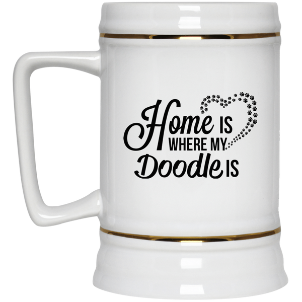 Home Is Where My Doodle Is Beer Stein 22oz.