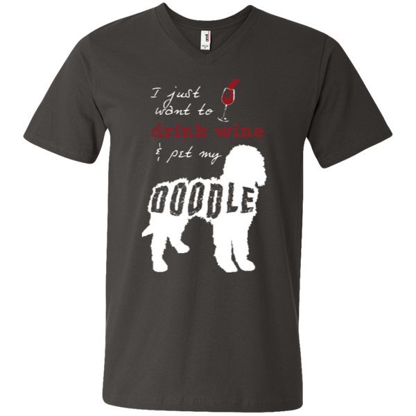 Drink Wine And Pet My Doodle - Men's V-Neck