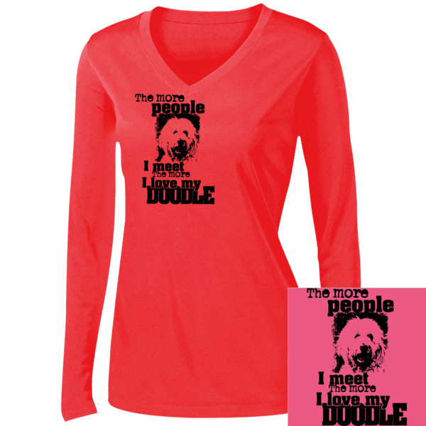 I Love My Doodle - Ladies Long Sleeve V-Neck
