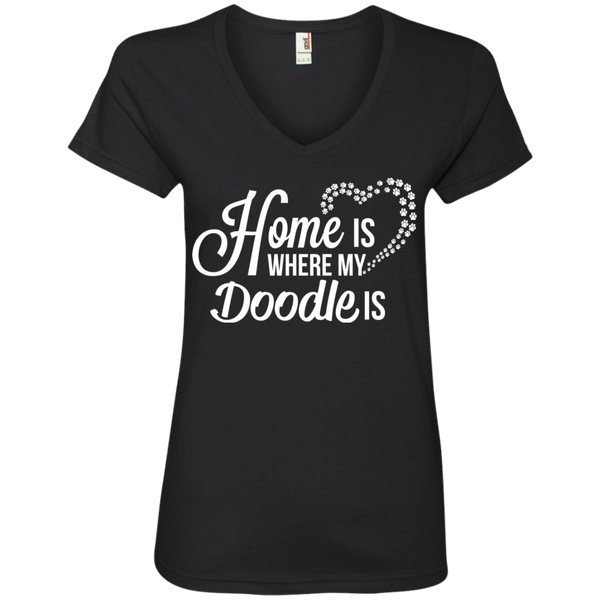 Home Is Where My Doodle Is - Ladies' V-Neck T-Shirt