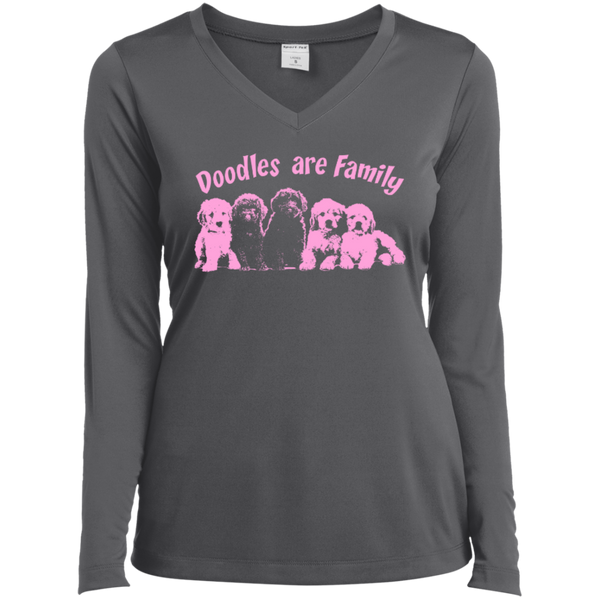 Doodles Are Family - Ladies Long Sleeve V-Neck