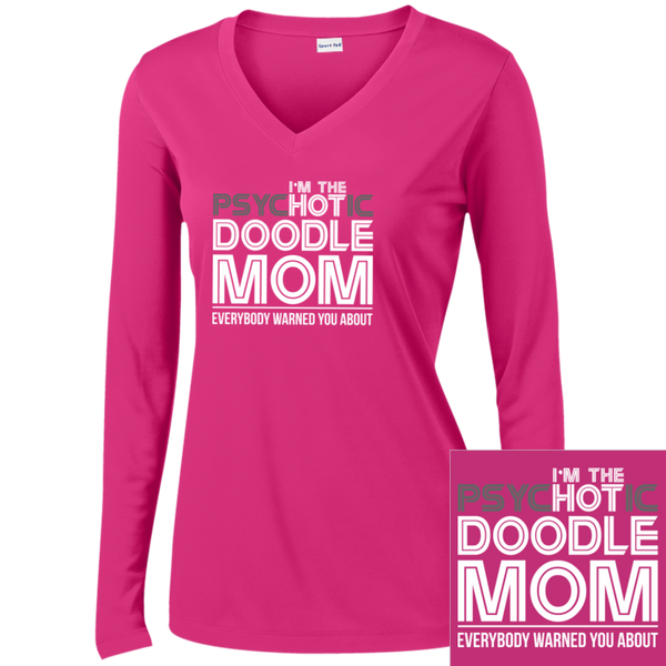 Hot Doodle Mom - Ladies Long Sleeve V-Neck