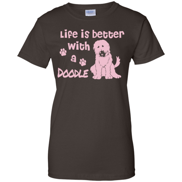Life Is Better With A Doodle (Pink) - Gildan Ladies T-Shirt