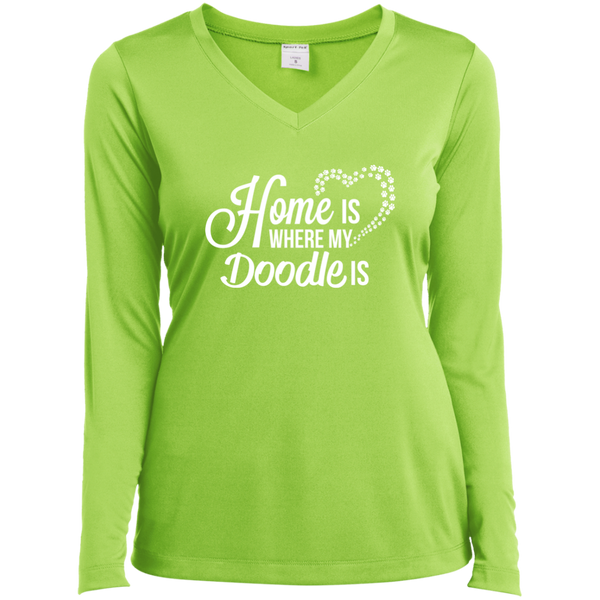 Home Is Where My Doodle Is - Ladies' LS V-Neck T-Shirt