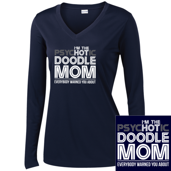 Hot Doodle Mom - Ladies Long Sleeve V-Neck