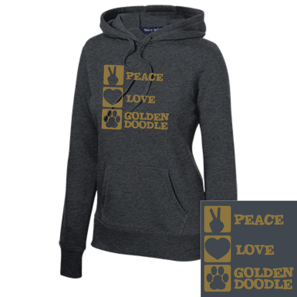 Peace Love Goldendoodle - Ladies Pullover Hooded Sweatshirt