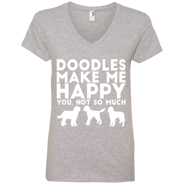 Doodles Make Me Happy - Ladies' V-Neck T-Shirt