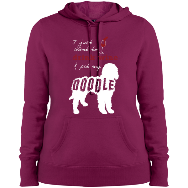 Drink Wine And Pet My Doodle - Ladies Hooded Sweatshirt