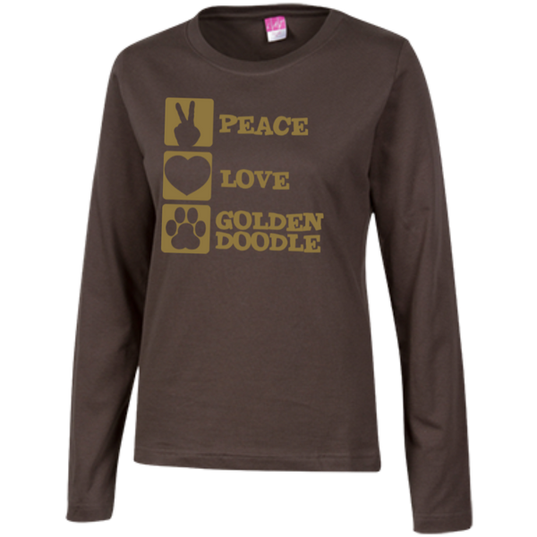 Peace Love Goldendoodle - Ladies Long Sleeve T-Shirt