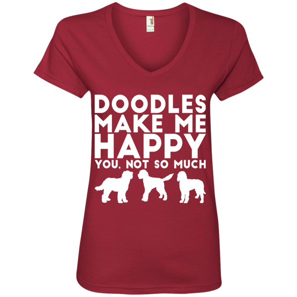 Doodles Make Me Happy - Ladies' V-Neck T-Shirt