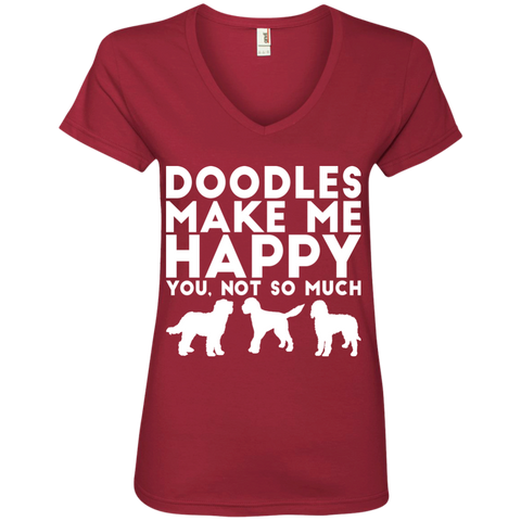 Doodles Make Me Happy - Ladies' V-Neck T-Shirt