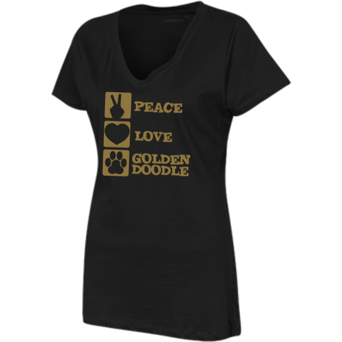 Peace Love Goldendoodle - Womens V-Neck