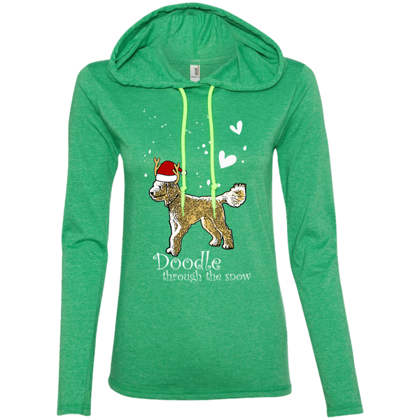 Doodle Through The Snow - Ladies LS T-Shirt Hoodie
