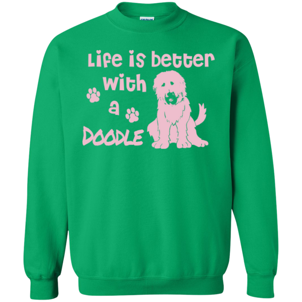 Life Is Better With A Doodle (Pink) - Gildan Crewneck Sweatshirt