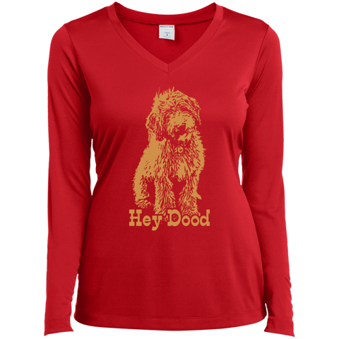 Hey Dood - Ladies Long Sleeve V-Neck