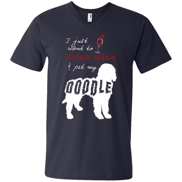 Drink Wine And Pet My Doodle - Men's V-Neck