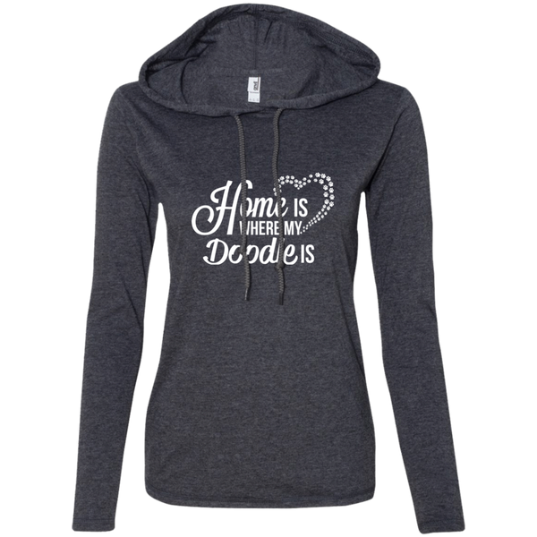 Home Is Where My Doodle Is - Ladies' LS T-Shirt Hoodie