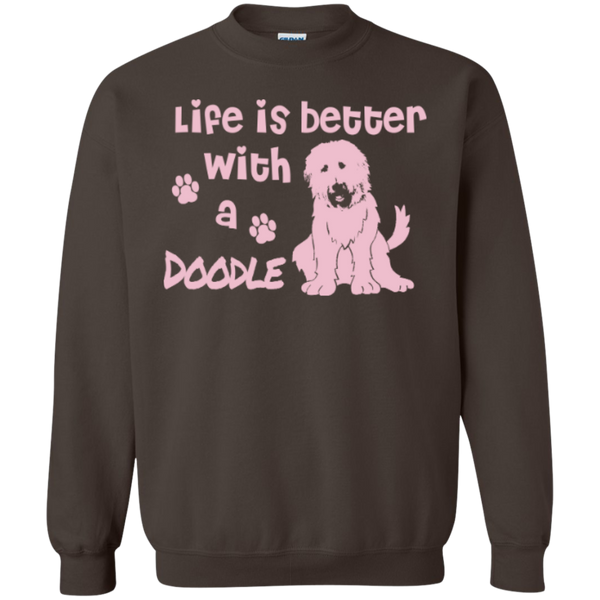 Life Is Better With A Doodle (Pink) - Gildan Crewneck Sweatshirt