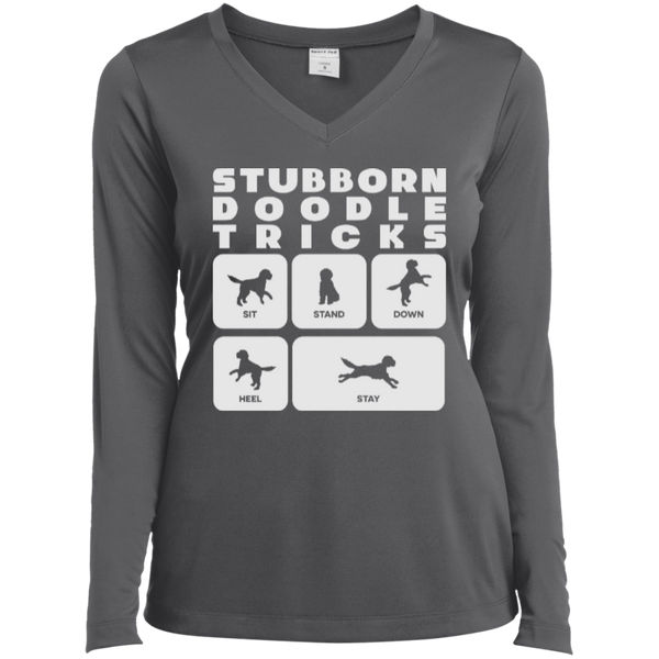Doodle Tricks - Ladies Long Sleeve Performance V-Neck