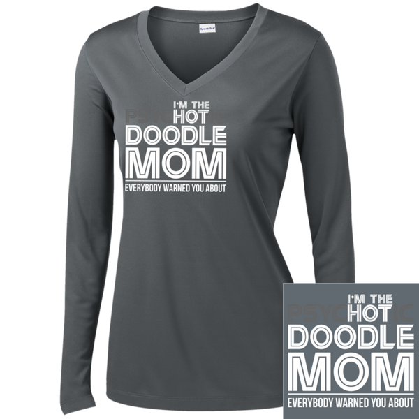 Hot Doodle Mom - Ladies Long Sleeve V-Neck