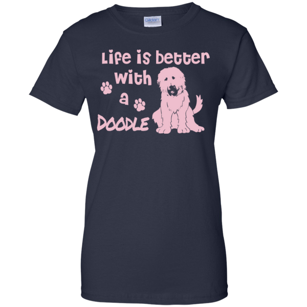 Life Is Better With A Doodle (Pink) - Gildan Ladies T-Shirt