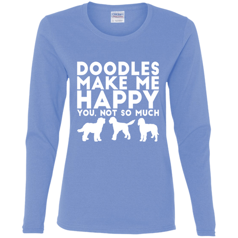Doodles Make Me Happy - Gildan Ladies' LS T-Shirt