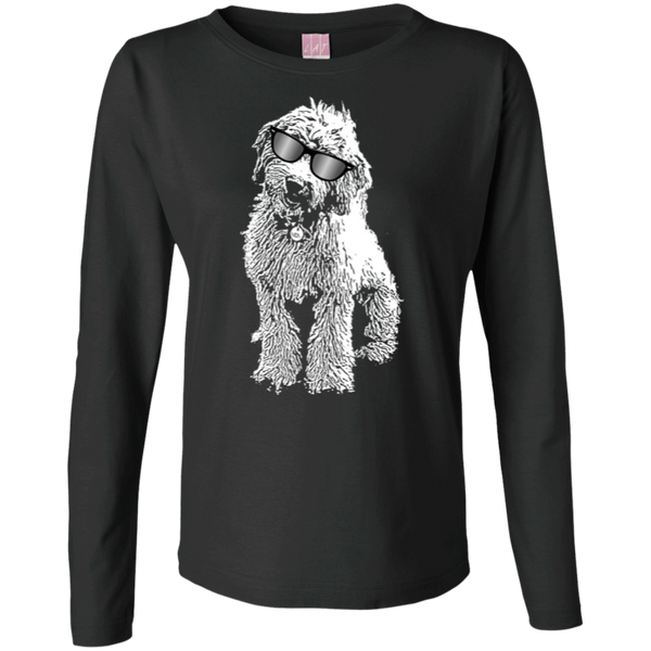 Doodle With Glasses - Ladies Long Sleeve Cotton TShirt