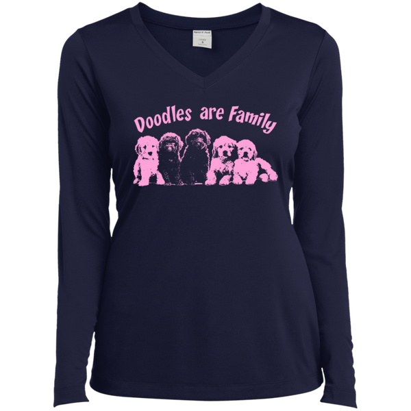 Doodles Are Family - Ladies Long Sleeve V-Neck