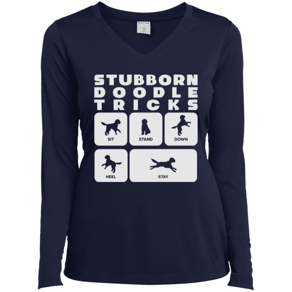 Doodle Tricks - Ladies Long Sleeve Performance V-Neck