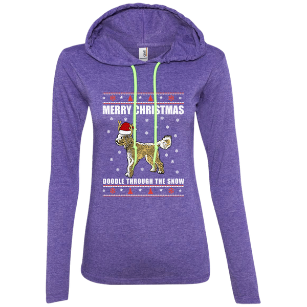 Doodle Through The Snow (Christmas Sweater) - Ladies' LS T-Shirt Hoodie