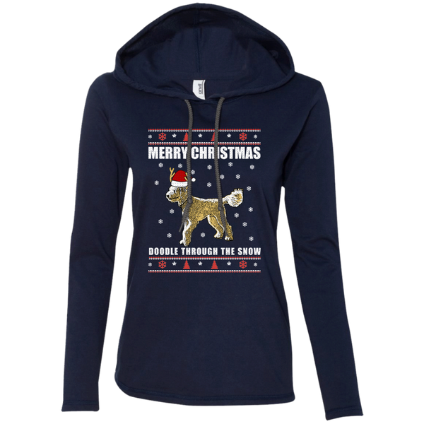 Doodle Through The Snow (Christmas Sweater) - Ladies' LS T-Shirt Hoodie